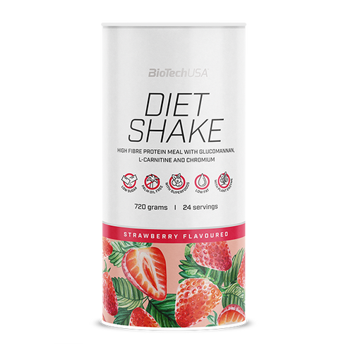 Polvo para batido de proteína BioTechUSA Diet Shake, rico en fibra dietética, bajo en grasas, con superalimentos, sin aceite de palma.