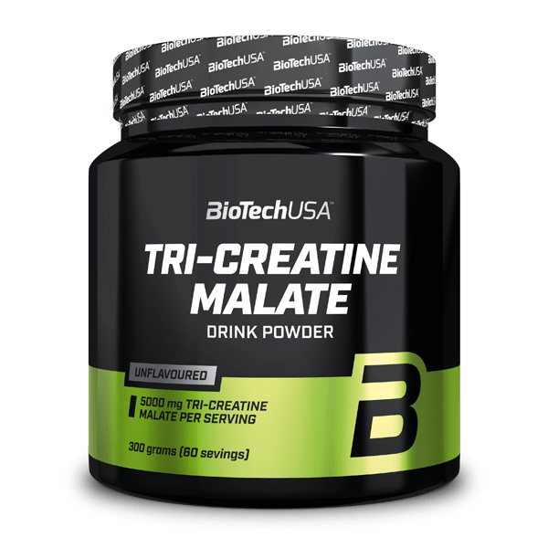 BioTechUSA Tri-Creatine Malate product packaging showing 300g tub from Spanish store